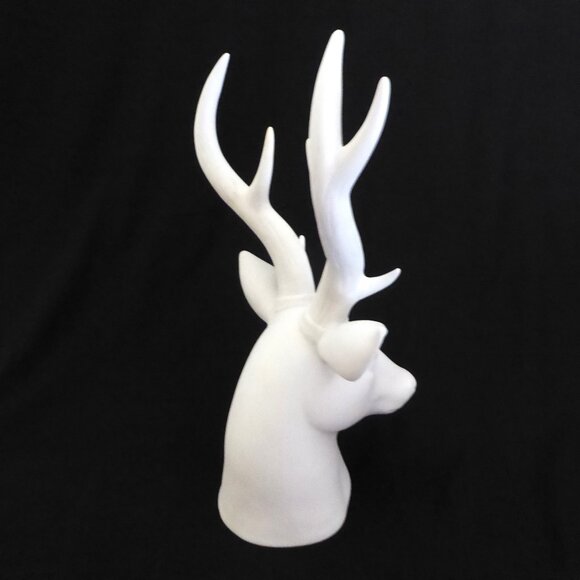 NEW 15” PORCELAIN WHITE STAG DEER ANTLERS HEAD TABLE TOP PORCELAIN STATUE - Picture 5 of 12